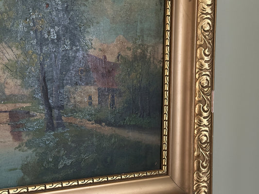 Landcape Farm Oil Painting - Signed