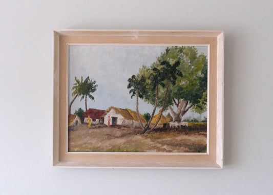 Palm Village Painting | Oil On Board