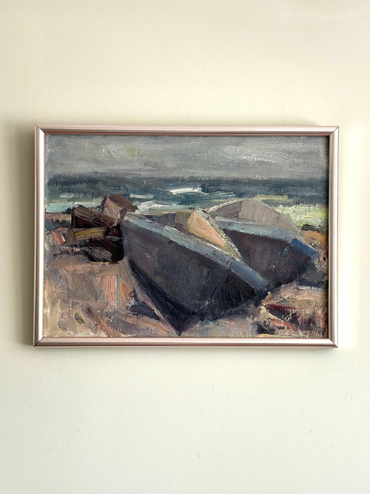 Fishing Boats on Beach | Oil on Canvas