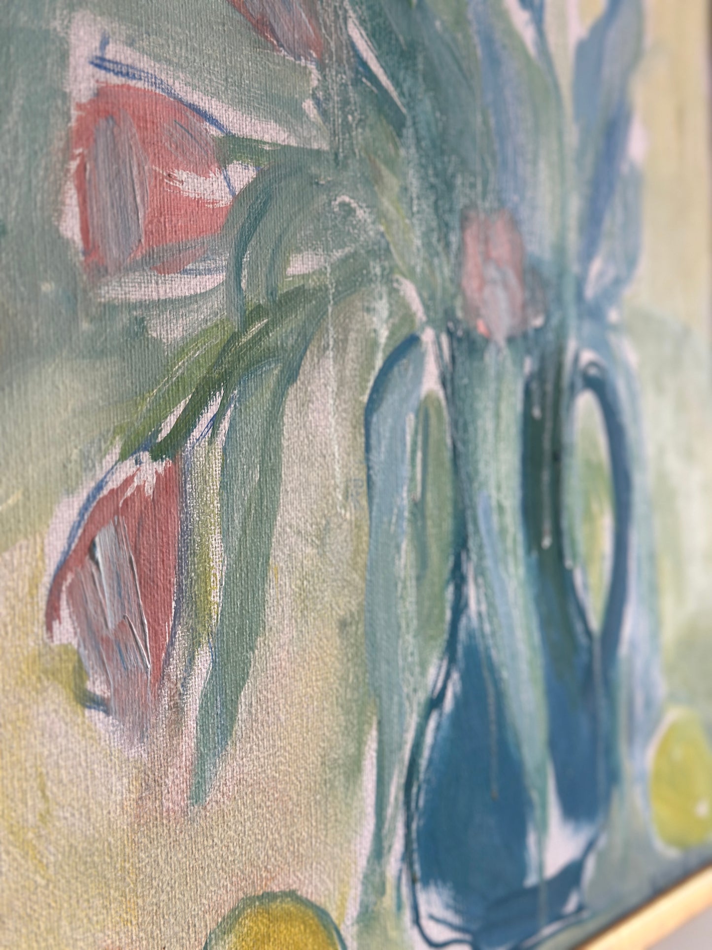 Tulips & Yellow Apples - 1950 | Oil Painting On Canvas