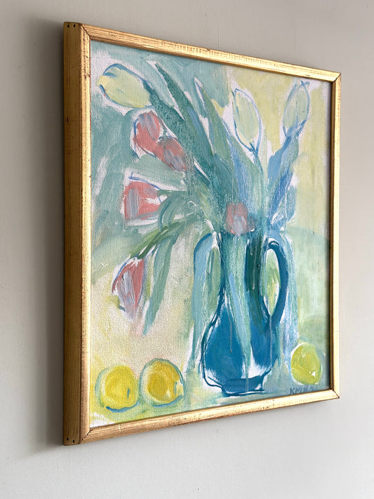 Tulips & Yellow Apples - 1950 | Oil Painting On Canvas