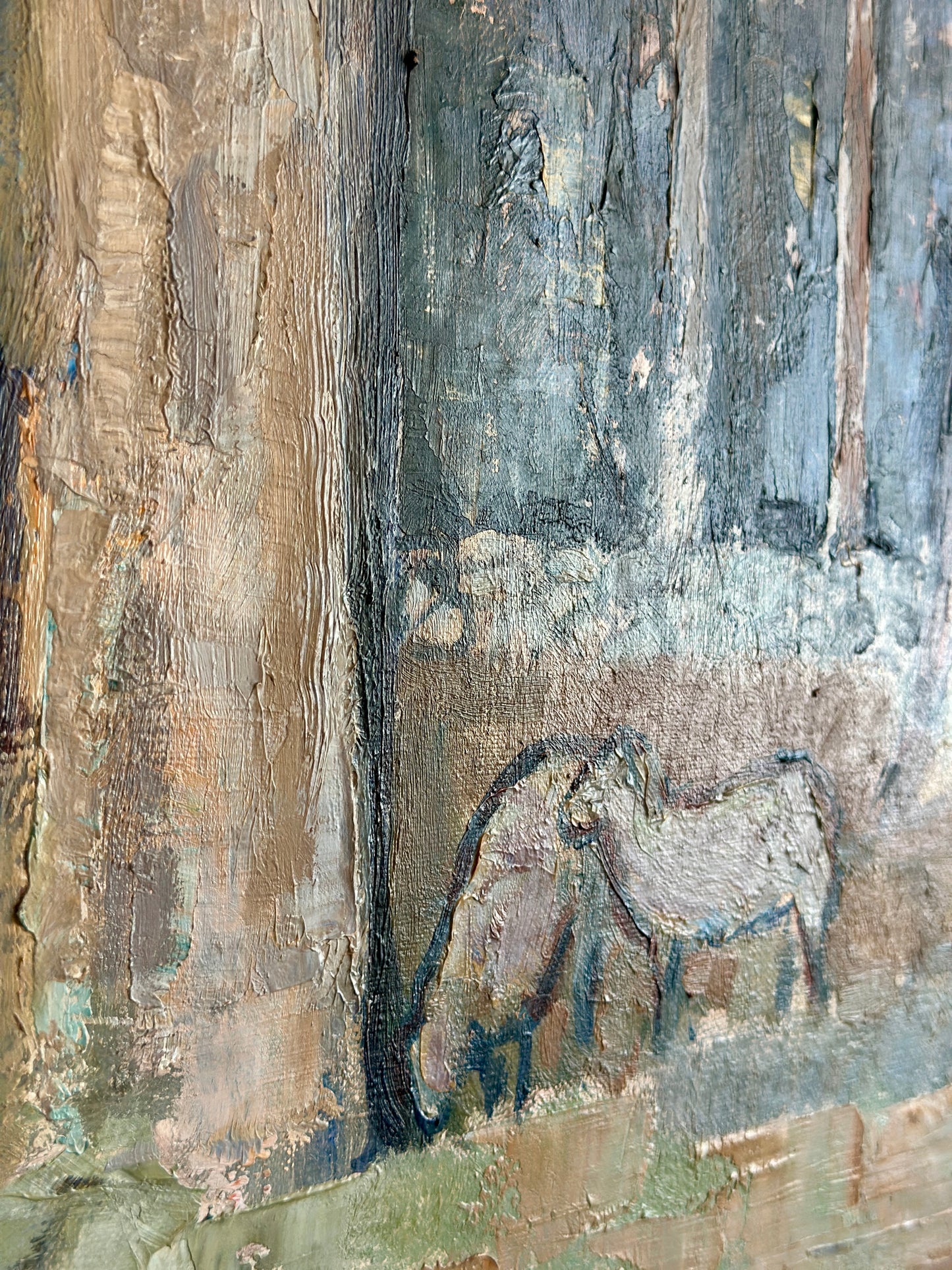 Woodland Sheep Grazing | Oil On Canvas Painting