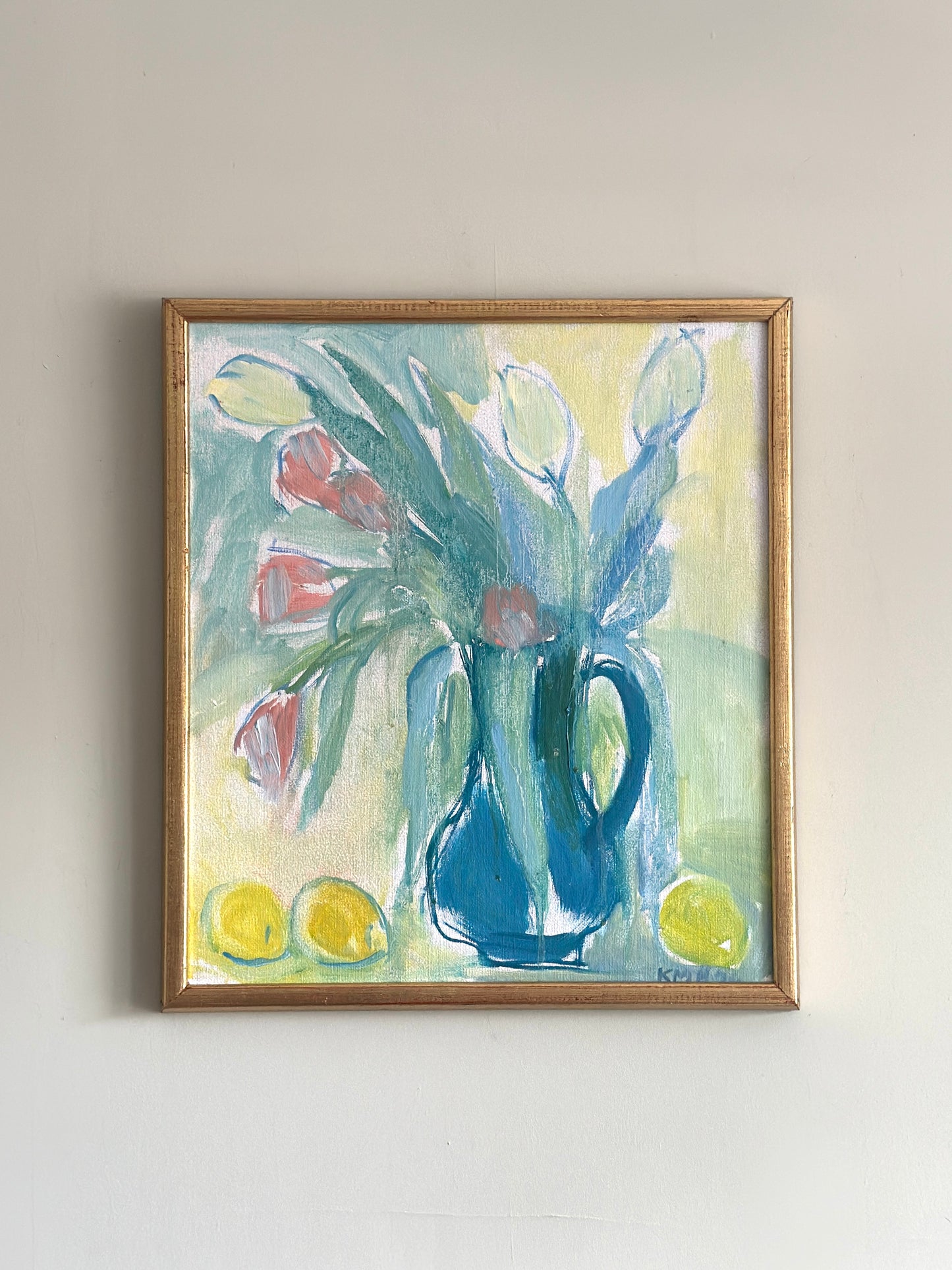 Tulips & Yellow Apples - 1950 | Oil Painting On Canvas