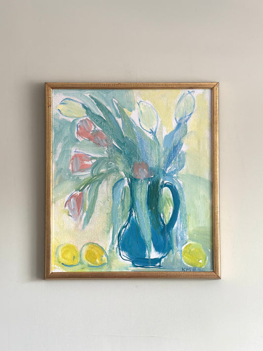 Tulips & Yellow Apples - 1950 | Oil Painting On Canvas