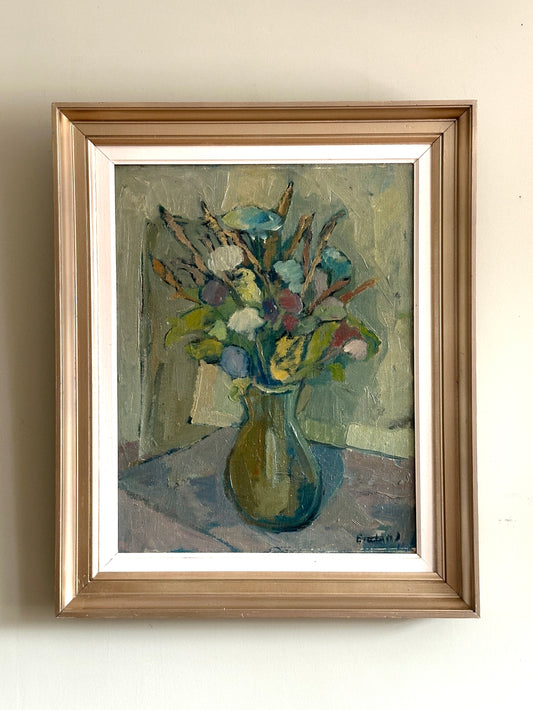 Wildflower Bouquet in a Glass Vase | Oil Painting On Canvas