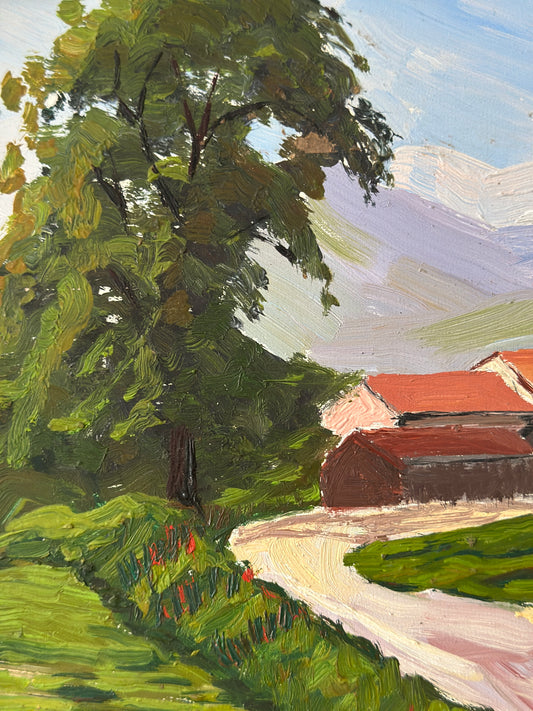 French Village Painting | Oil On Board