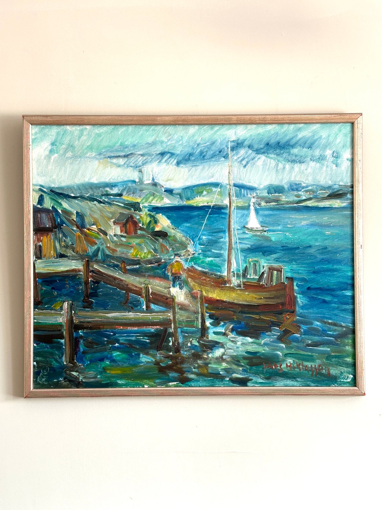 Swedish Harbour| Oil On Board Painting