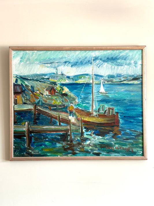 Swedish Harbour| Oil On Board Painting