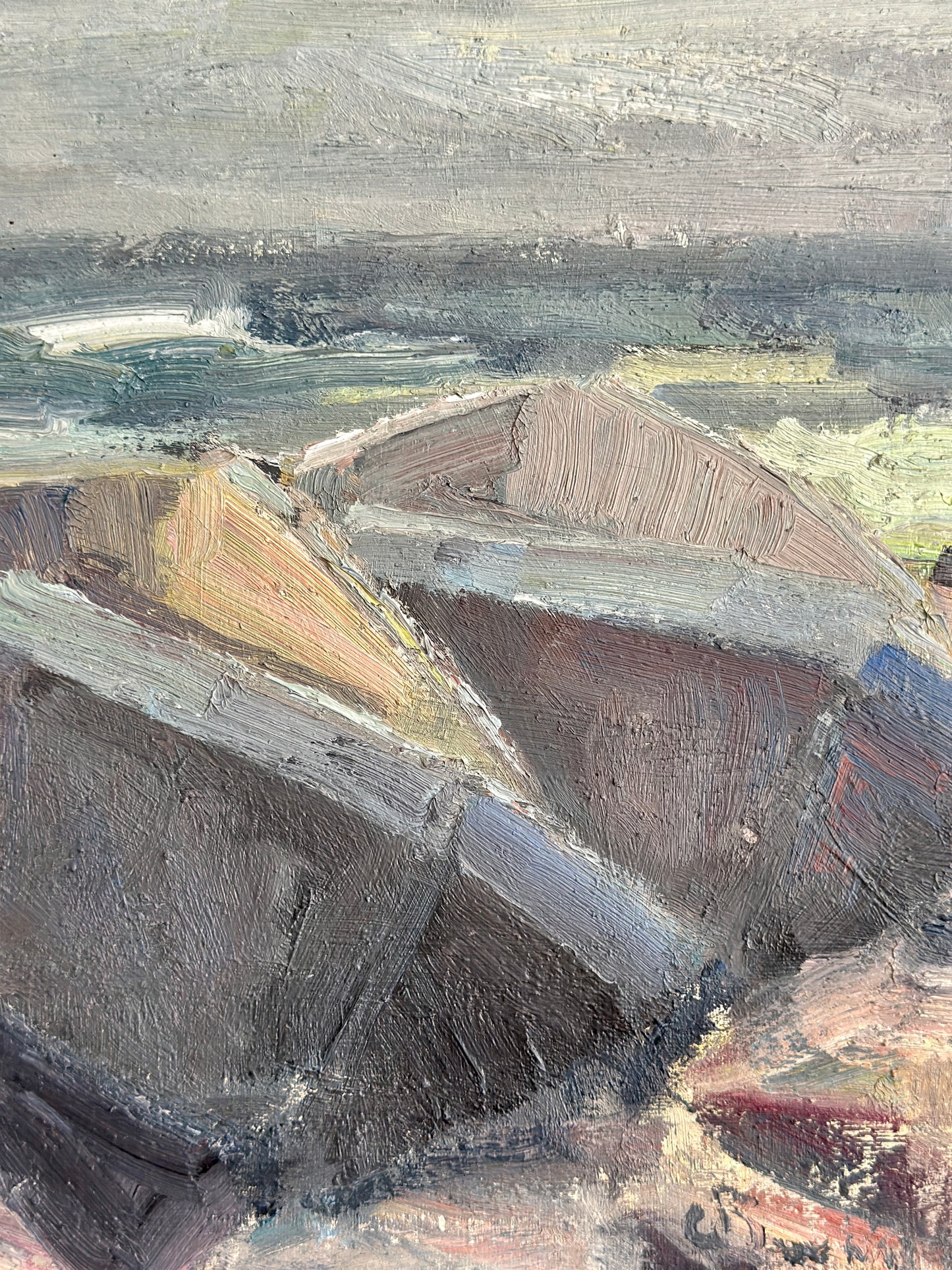 Fishing Boats on Beach | Oil on Canvas