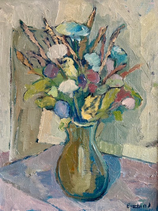 Wildflower Bouquet in a Glass Vase | Oil Painting On Canvas