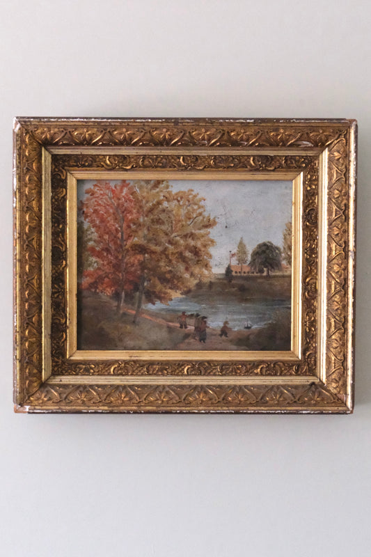 European Parkside River Painting | Oil On Board