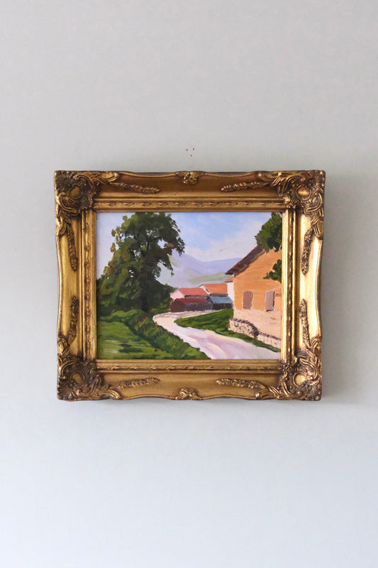 French Village Painting | Oil On Board