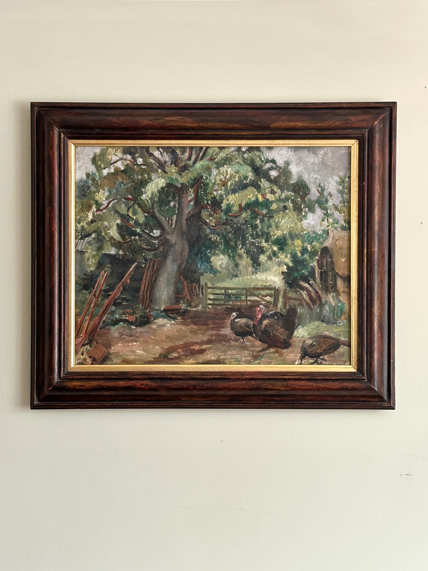 Turkeys In The Farmyard | Oil On Canvas Painting