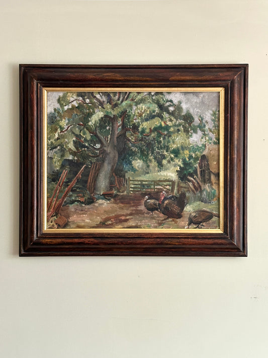 Turkeys In The Farmyard | Oil On Canvas Painting