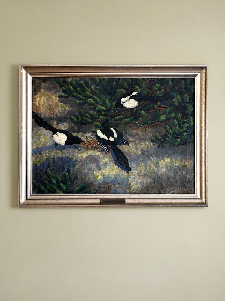 Magpies in the Pines | Original Oil on Canvas