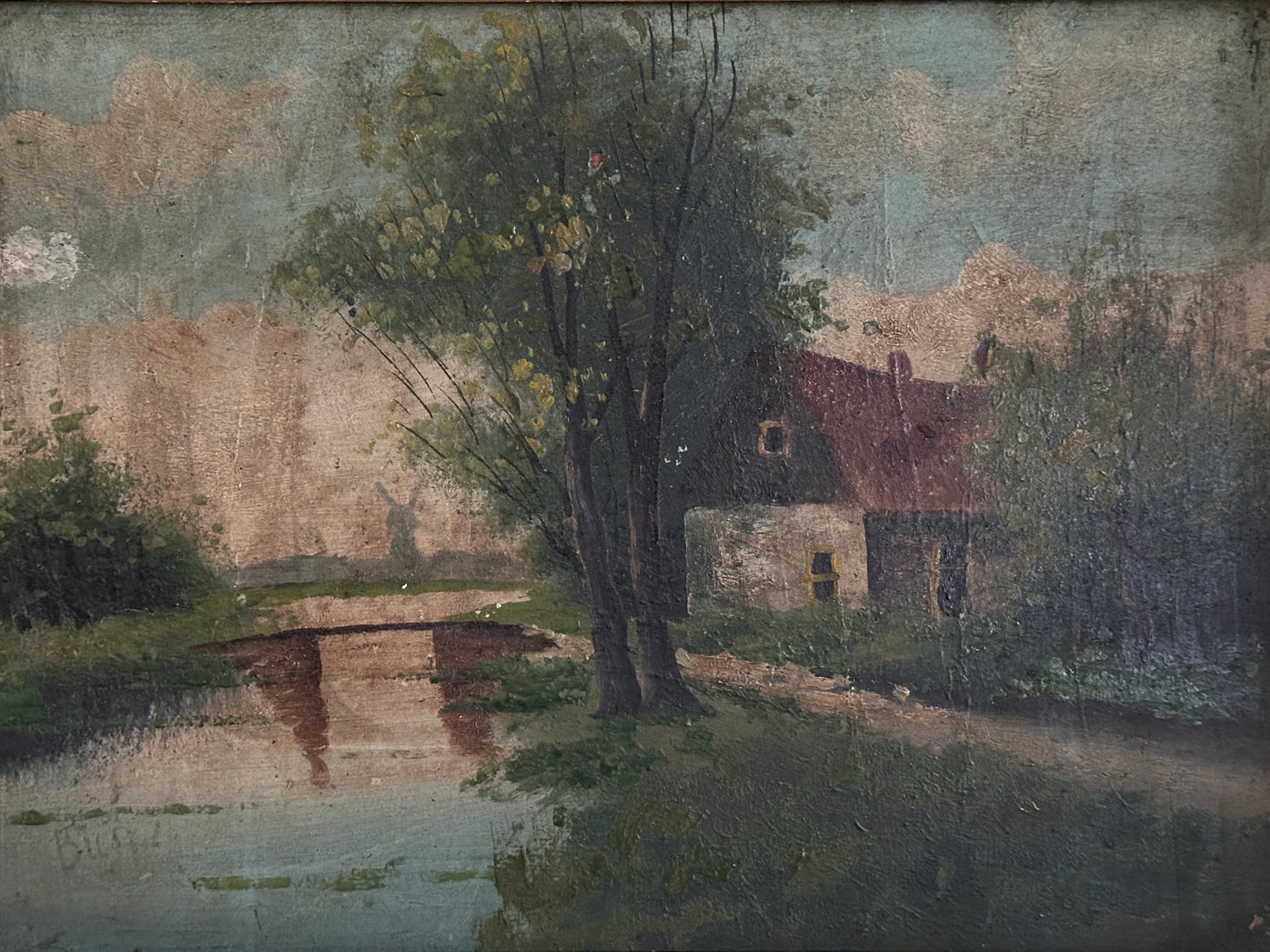 Landcape Farm Oil Painting - Signed