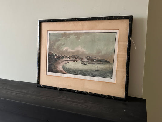 1830 Macau Harbour Scene, Gouache on pith paper