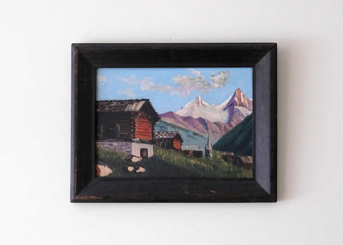 Mountain Lodge Painting | Oil On Board