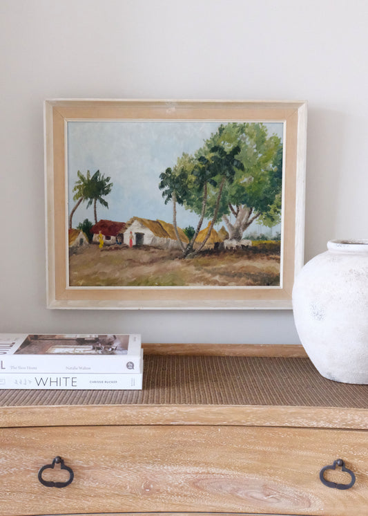 Palm Village Painting | Oil On Board