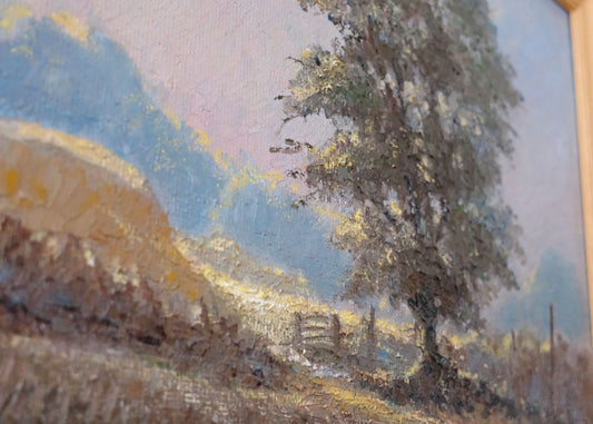 Suffolk Early Morning Mist, Oil On Board