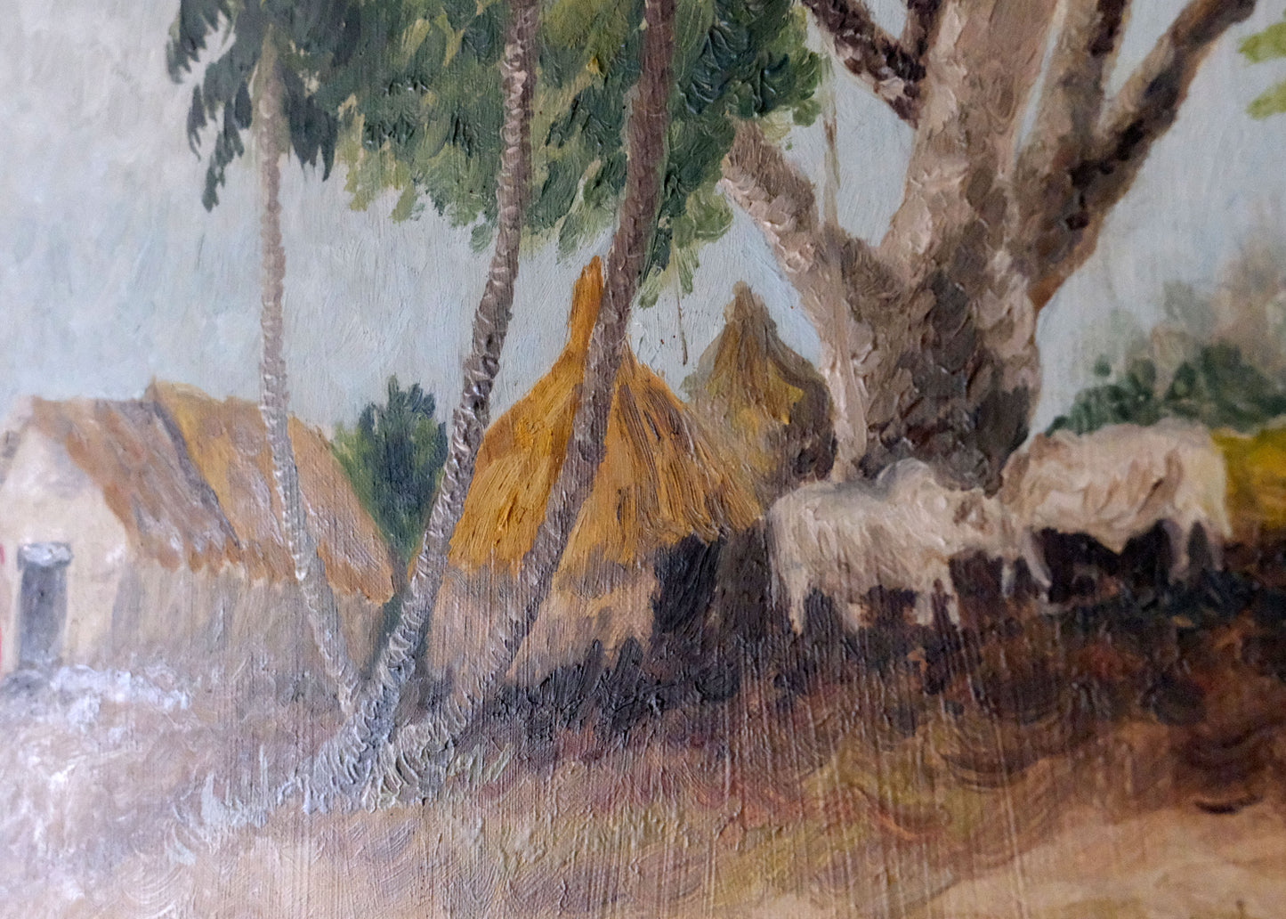 Palm Village Painting | Oil On Board